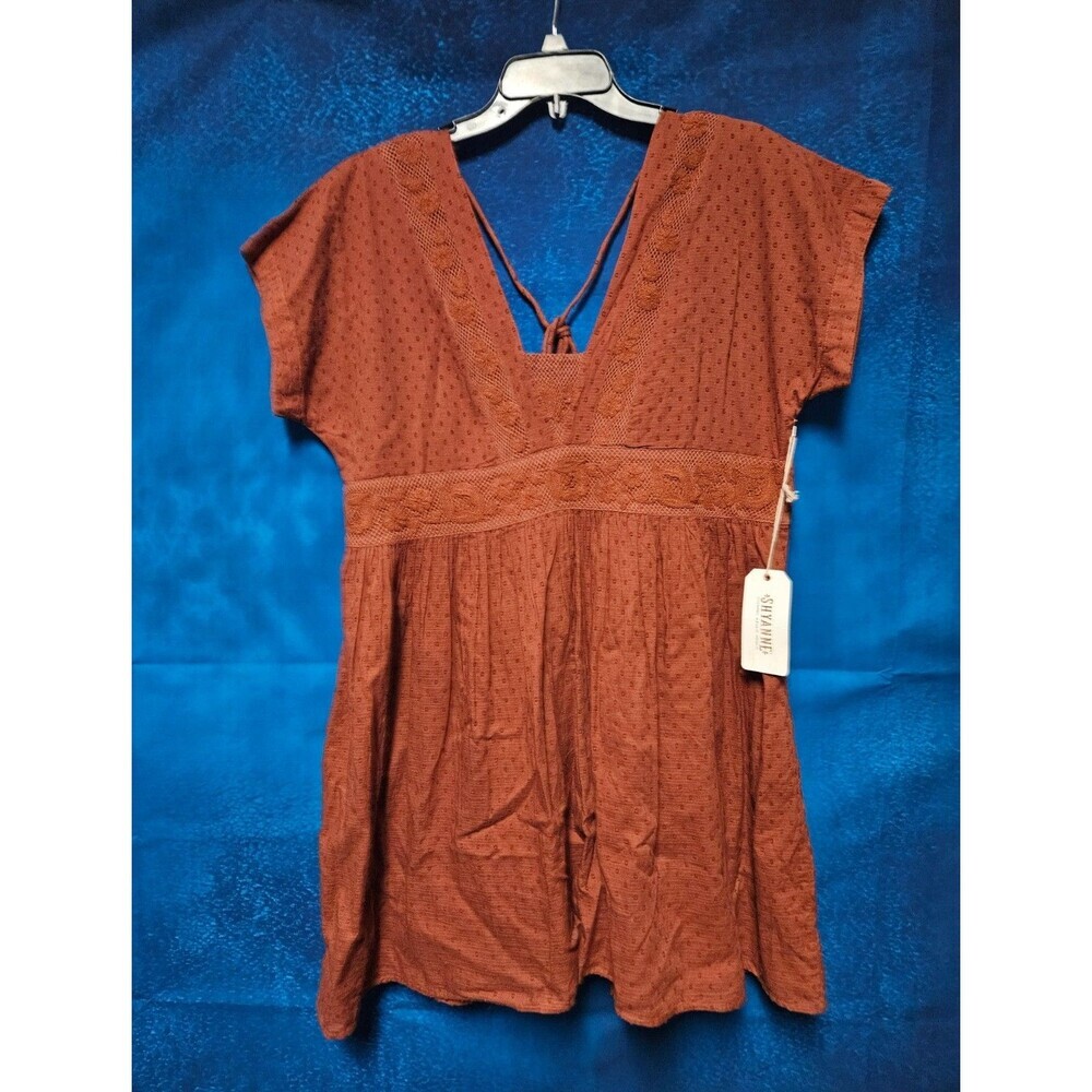 Shyanne Rust Brown Eyelet Midi Dress